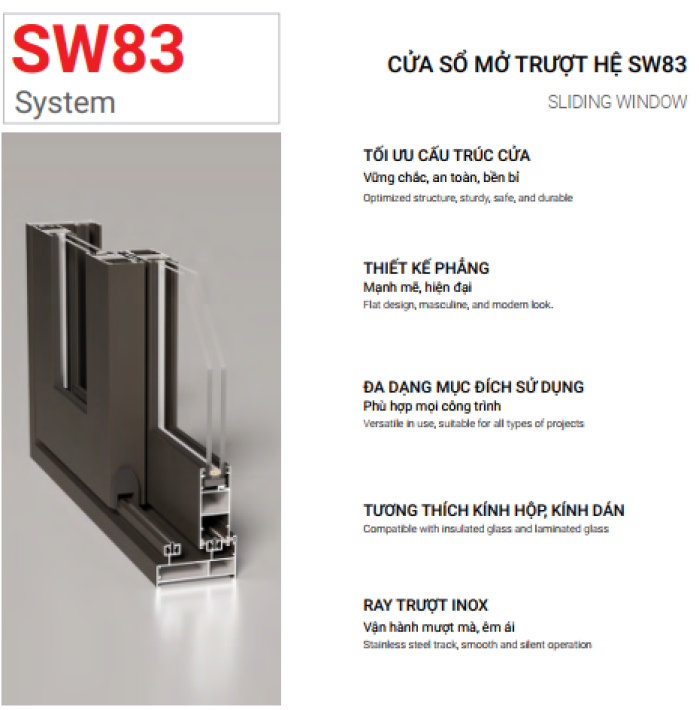 CỬA SỔ MỞ TRƯỢT SW83