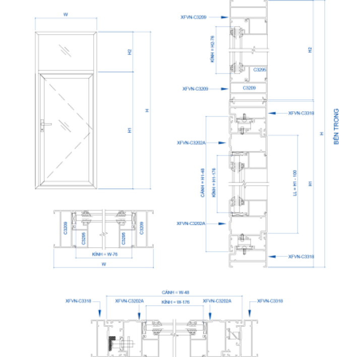 CỬA SỔ MỞ XFVN HỆ 55