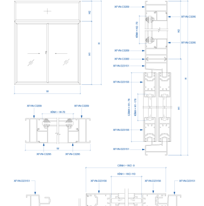 CỬA SỔ TRƯỢT XFVN HỆ 55