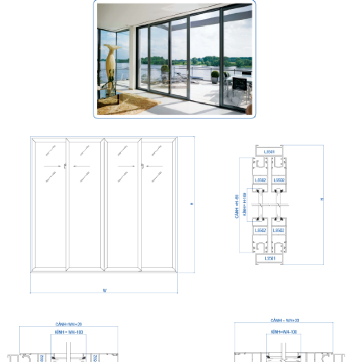 CỬA ĐI TRƯỢT XFVN HỆ 55