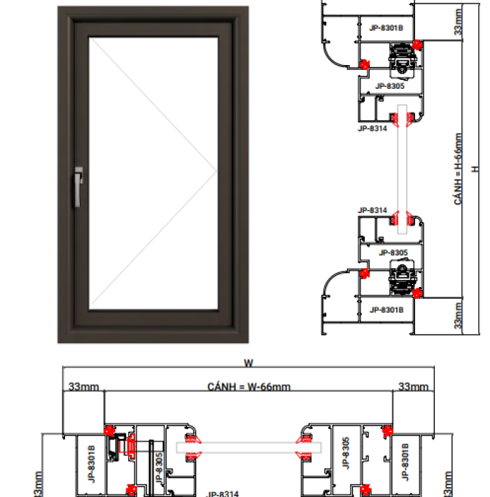 CỬA ĐI CỬA SỔ MỞ QUAY HỆ 83