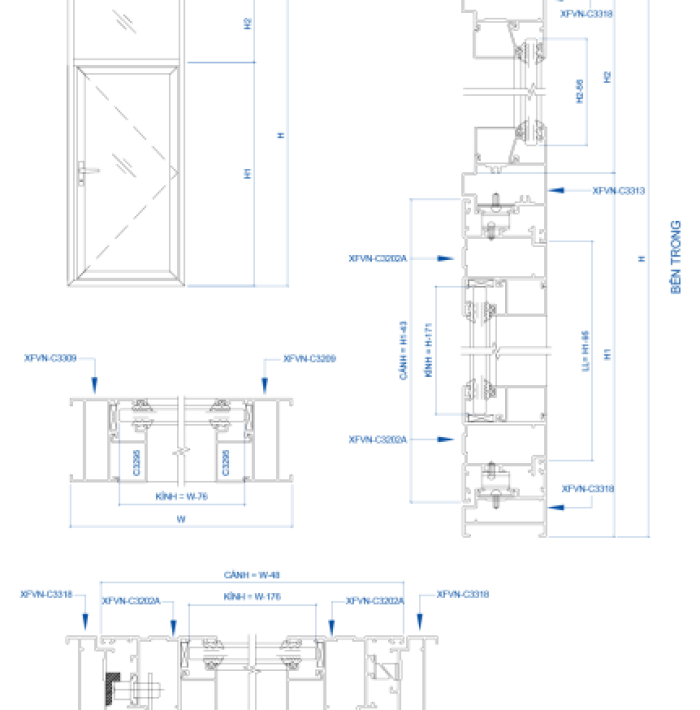 CỬA SỔ MỞ XFVN HỆ 55
