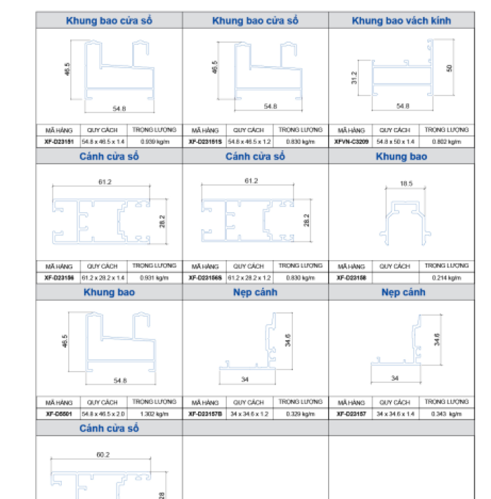 CỬA SỔ TRƯỢT XFVN HỆ 55