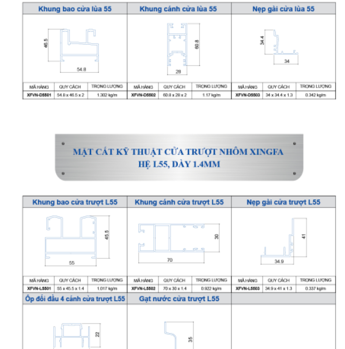 CỬA ĐI TRƯỢT XFVN HỆ 55