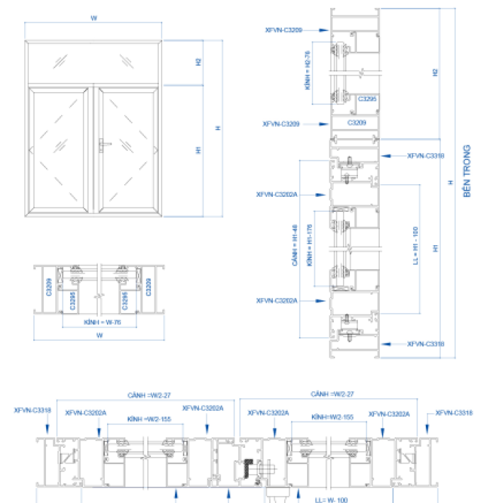 CỬA SỔ MỞ XFVN HỆ 55