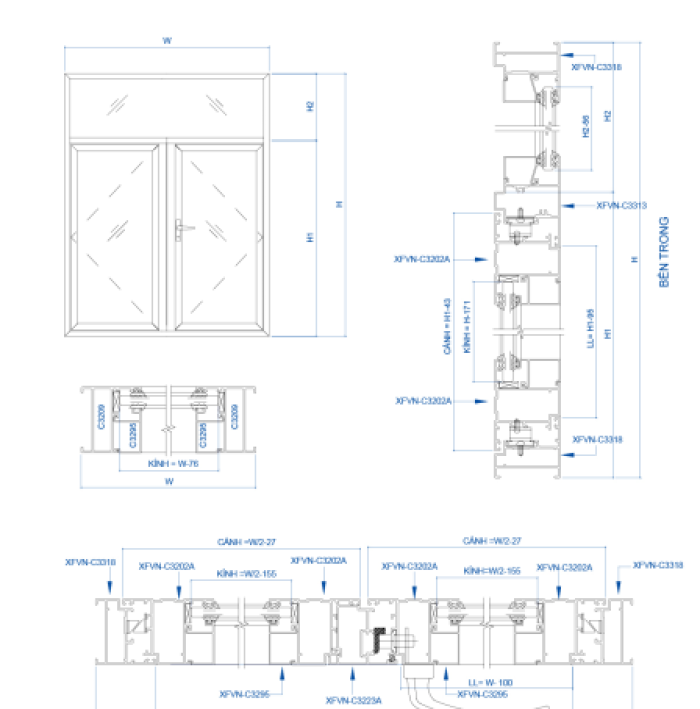 CỬA SỔ MỞ XFVN HỆ 55