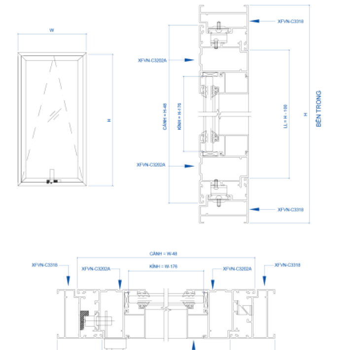 CỬA SỔ MỞ XFVN HỆ 55