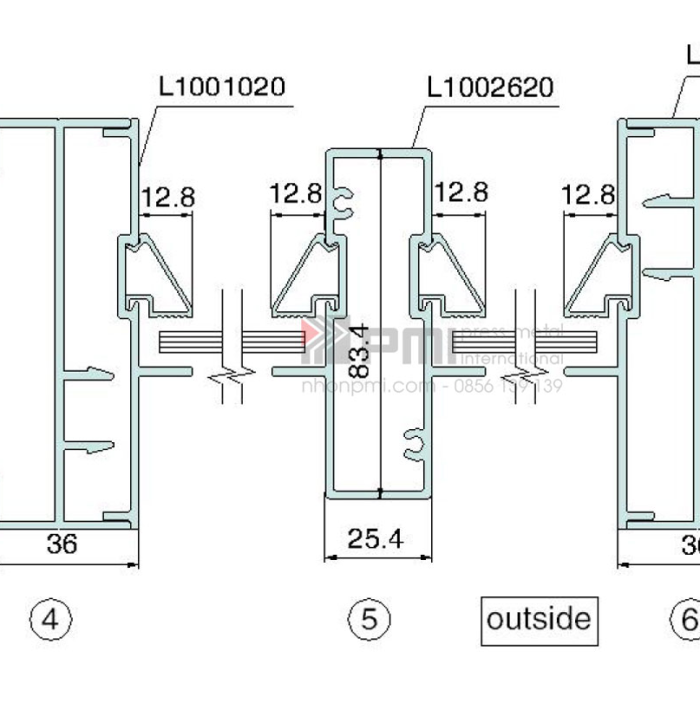 Cửa đi lùa 2 ray hệ L100