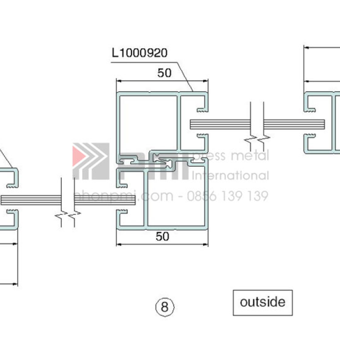 Cửa đi lùa 2 ray hệ L100