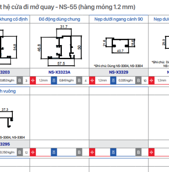 CỬA ĐI MỞ QUAY NS-55