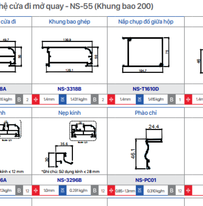 CỬA ĐI MỞ QUAY NS-55