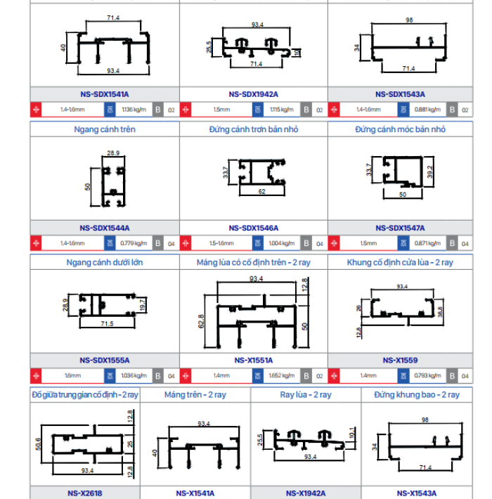 CỬA ĐI LÙA NS HỆ 93