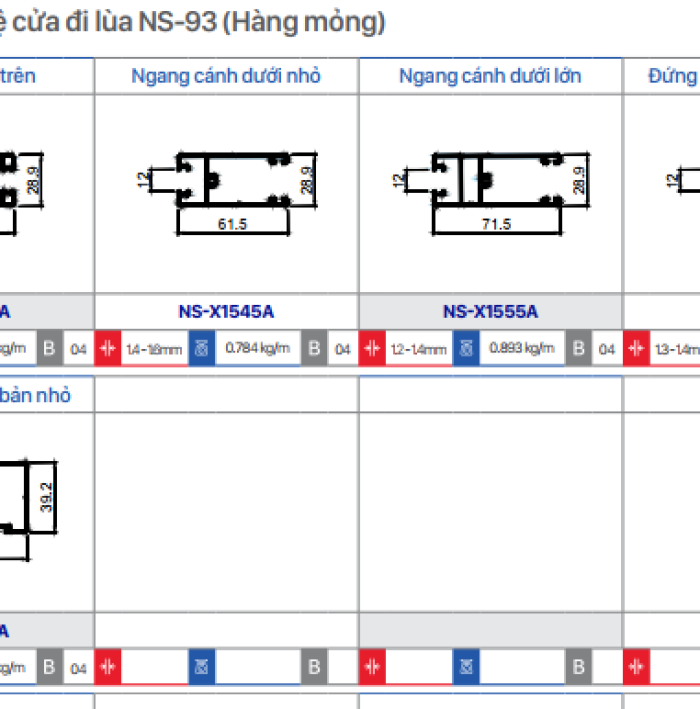 CỬA ĐI LÙA NS HỆ 93