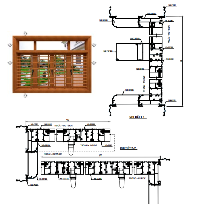 CỬA SỔ MỞ QUAY HỆ NS-55