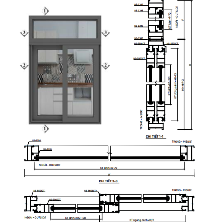 CỬA SỔ LÙA HỆ NS-55