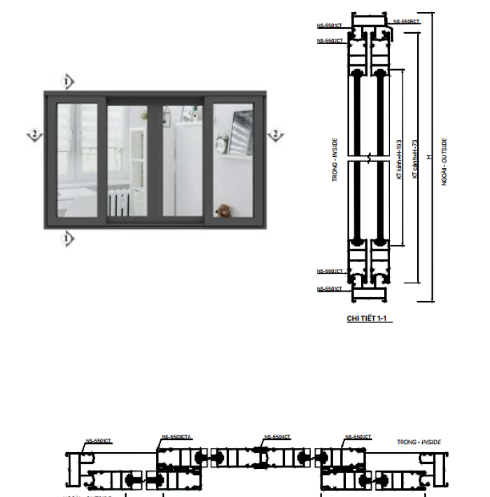 CỬA SỔ LÙA HỆ NS-55