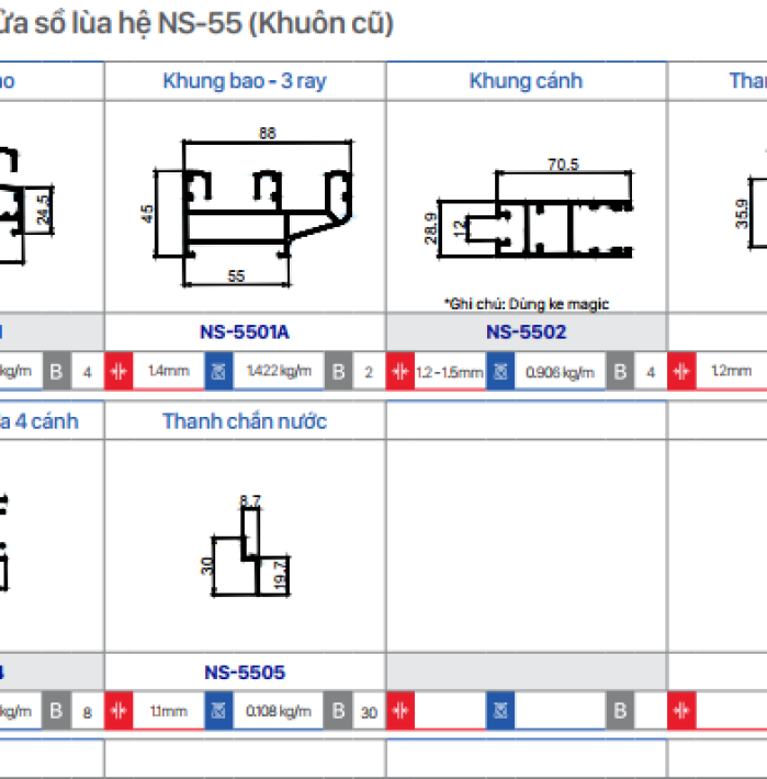 CỬA SỔ LÙA HỆ NS-55