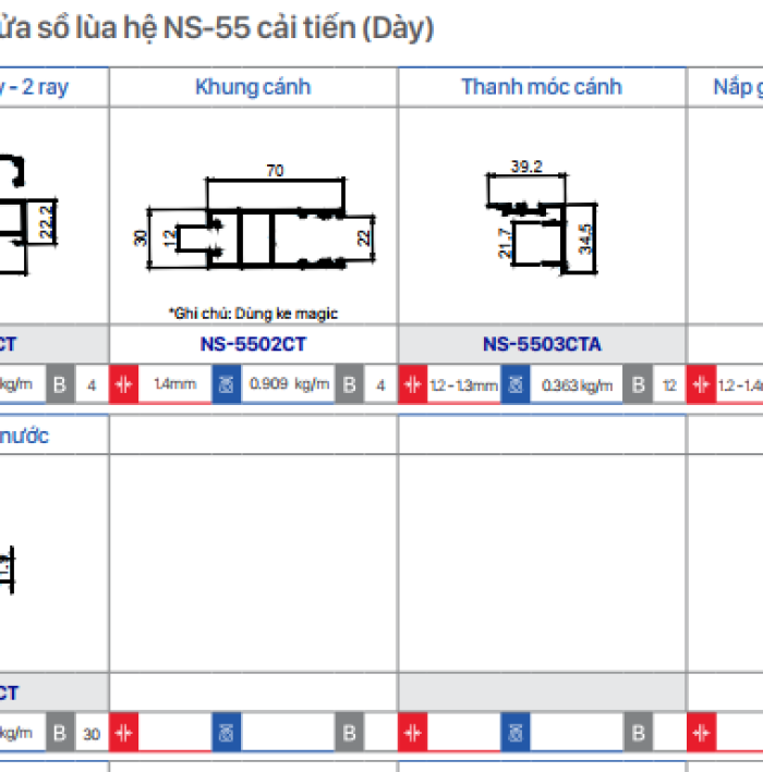 CỬA SỔ LÙA HỆ NS-55