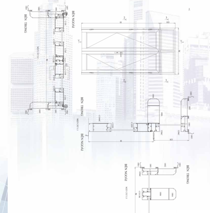 CỬA ĐI MỞ NGOÀI BẢN TO XF55 GOLD DOOR