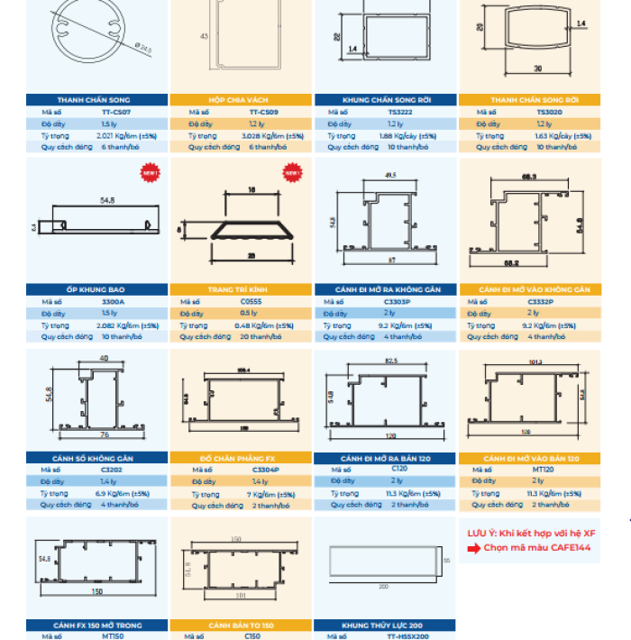 HỆ XF GOLD DOOR LIỀN SẬP