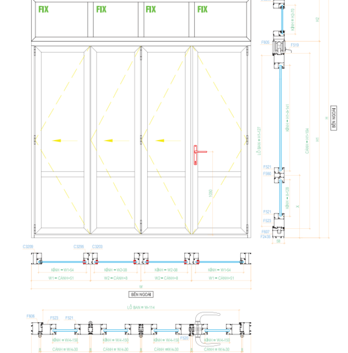 HỆ CỬA ĐI XẾP TRƯỢT XF GOLD DOOR