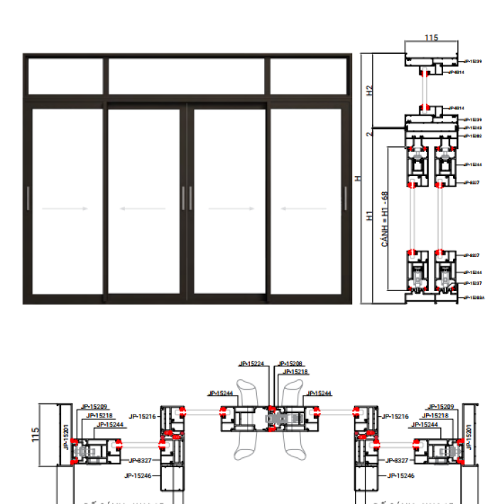 CỬA ĐI MỞ TRƯỢT HỆ 115
