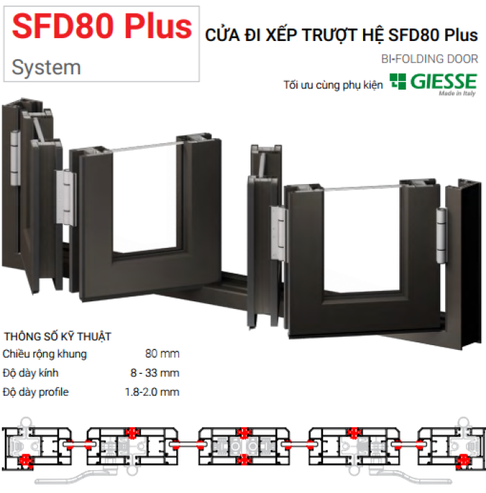 CỬA ĐI XẾP TRƯỢT HỆ SFD 80 PLUS