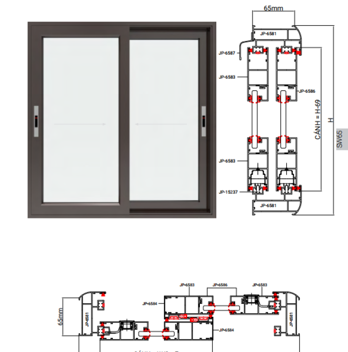 CỬA SỔ MỞ TRƯỢT HỆ SW65