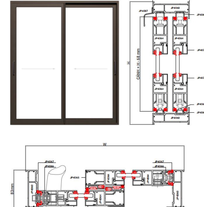 CỬA SỔ MỞ TRƯỢT HỆ SW83