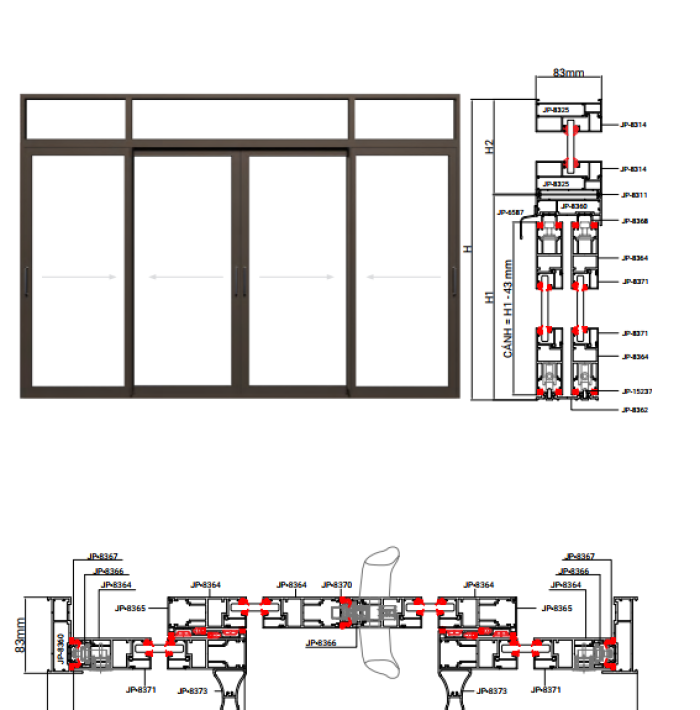 CỬA SỔ MỞ TRƯỢT HỆ SW83
