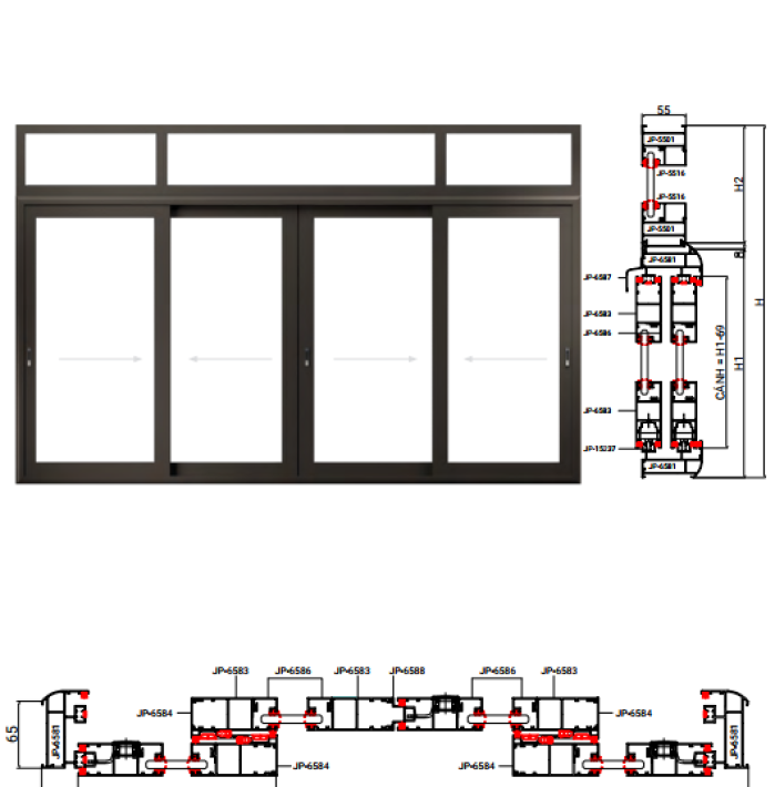 HỆ CỬA SỔ MỞ TRƯỢT SW55