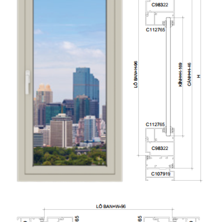 CỬA ĐI CỬA SỔ MỞ QUAY HỆ 55
