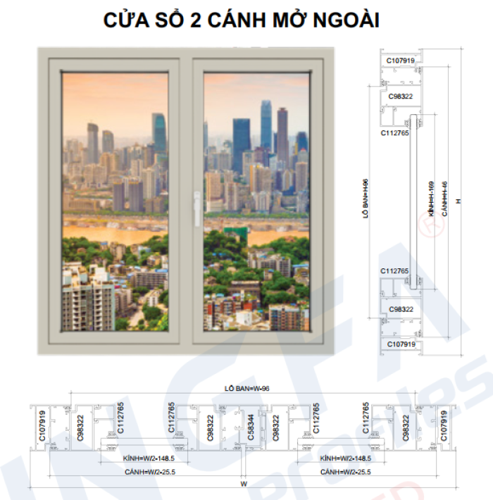 CỬA ĐI CỬA SỔ MỞ QUAY HỆ 55