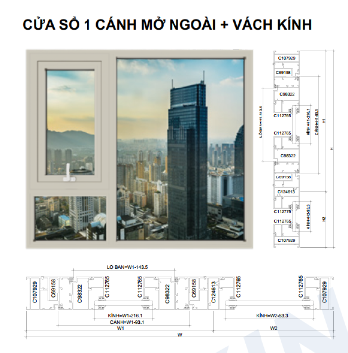 CỬA SỔ CỬA ĐI MỞ QUAY HỆ 55 ANODIZED-ED
