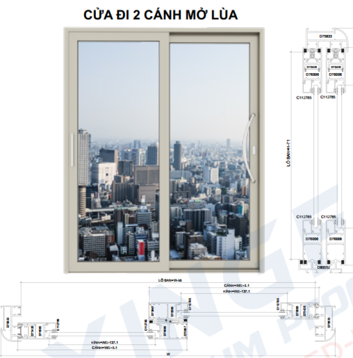 CỬA SỔ CỬA ĐI LÙA HỆ 55