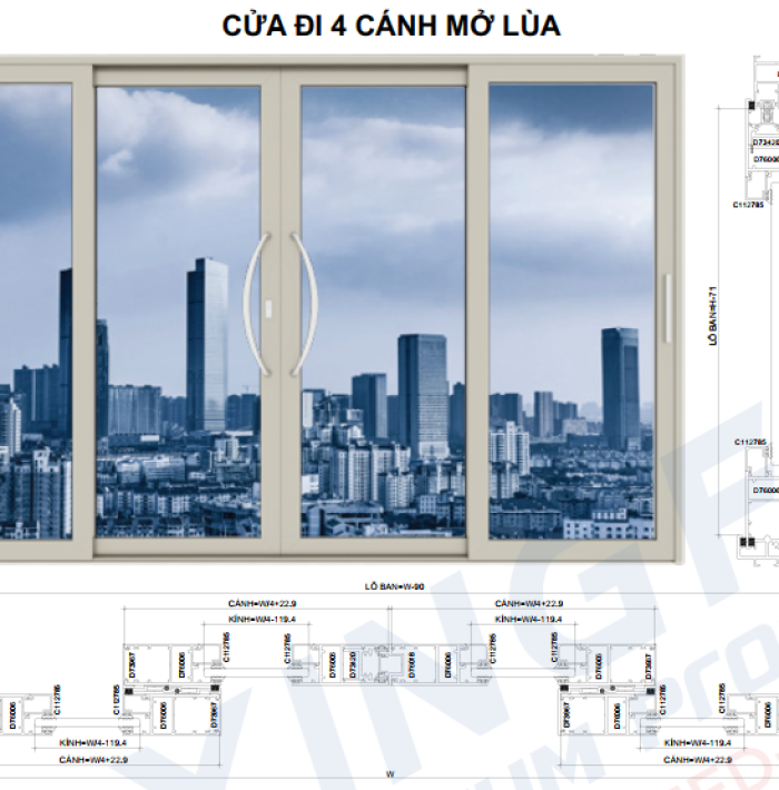CỬA SỔ CỬA ĐI MỞ LÙA HỆ 55 ANODIZED-ED