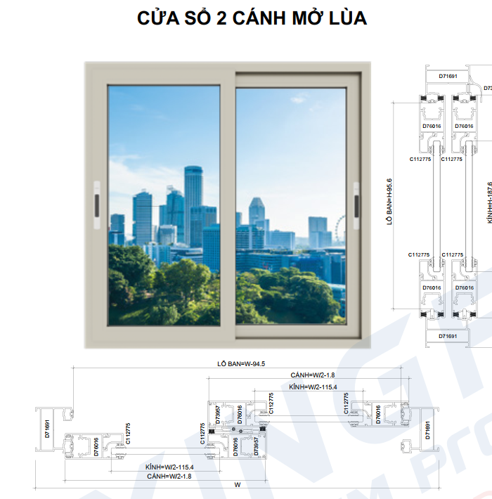 CỬA SỔ CỬA ĐI LÙA HỆ 55