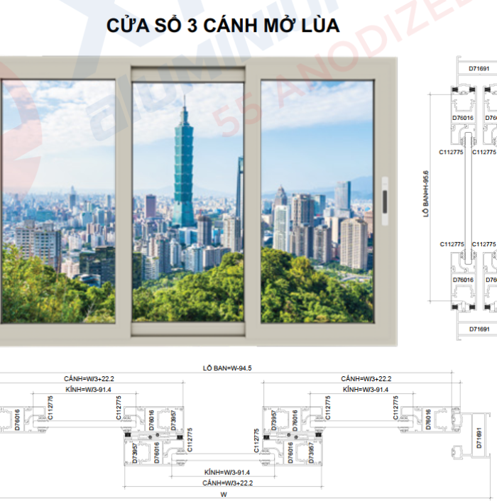 CỬA SỔ CỬA ĐI LÙA HỆ 55