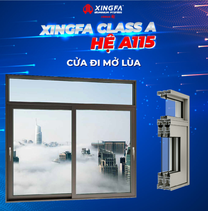 CỬA ĐI MỞ TRƯỢT CLASS A HỆ A115 