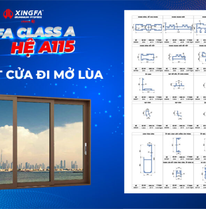 CỬA ĐI MỞ TRƯỢT CLASS A HỆ A115 