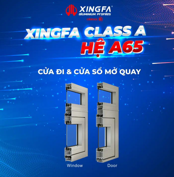 CỬA ĐI, CỬA SỔ MỞ QUAY CLASS A HỆ A65